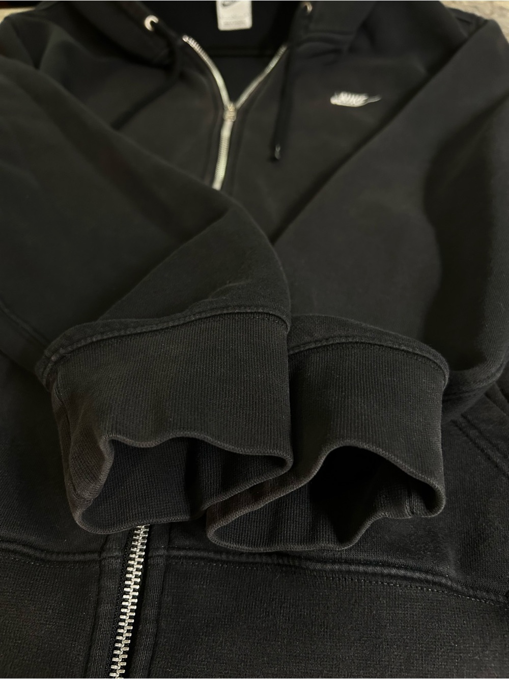 Nike Black Full-Zip Hooded Sweatshirt with White Logo - Picture 5 of 11